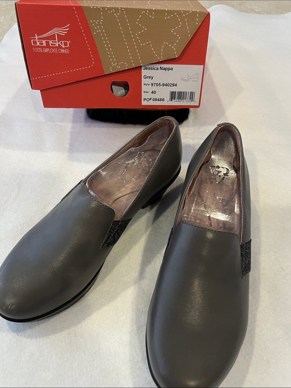 Dansko Grey Leather Women's Slip-On Loafers
